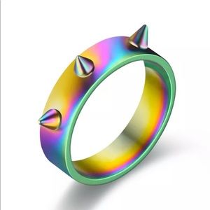 NEW•Stainless Steel “Oil Slick” defender ring sz6